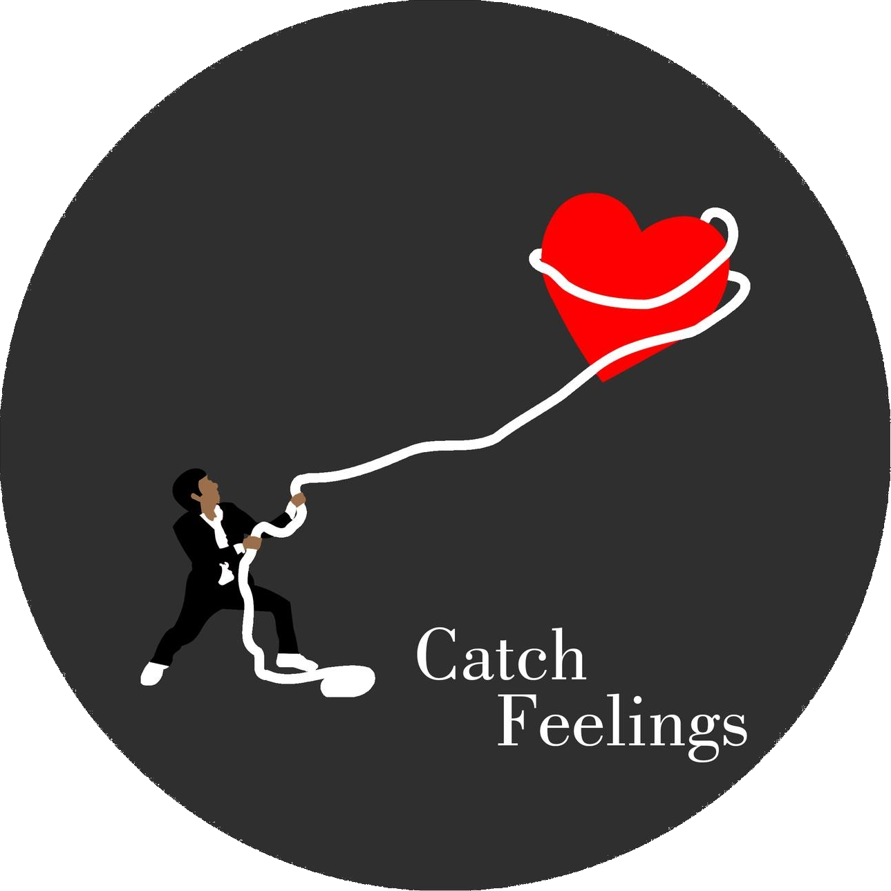 Catch Feelings Logo set inside of a gray circle
